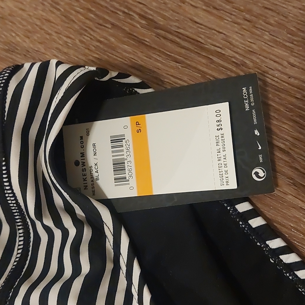 Nike Sport Mesh Layered Tankini Bathing Suit Set Black/Stripes Size S/M NWT NEW - Picture 13 of 15